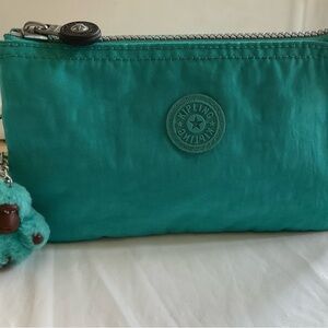 Kipling Creativity Large Accessory Pouch Jade Green Keychain Zip Bag